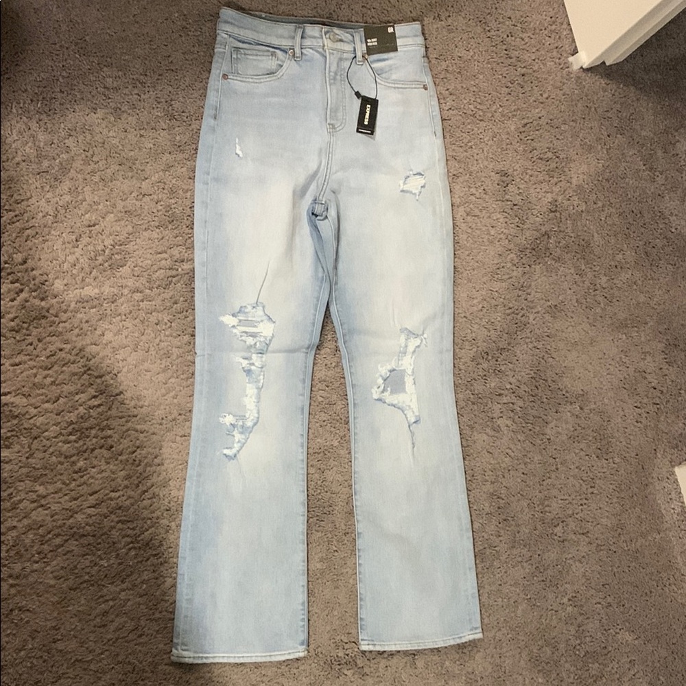 Express Light Blue Straight Leg Jeans